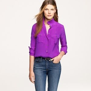 J. Crew Silk Button Down Purple XS
